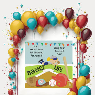 Custom Blonde Girl Softball Birthday Invitation