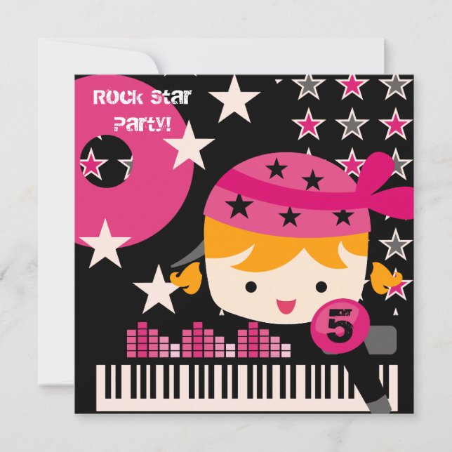 Custom Blonde Girls Rock Star Birthday Invitations (Front)
