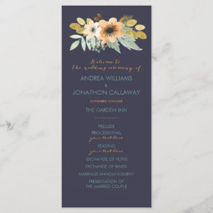 Custom Blooming Watercolor Wedding Program