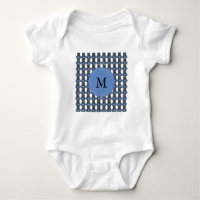 Custom Blue Abstract Scarab Pattern Monogram