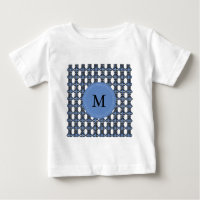 Custom Blue Abstract Scarab Pattern Monogram