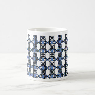 Custom Blue Abstract Scarab Pattern Monogram Coffee Mug