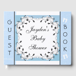 Custom Blue and Black Baby Shower Guestbook