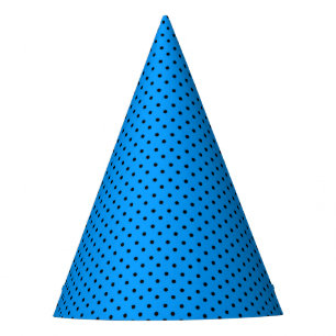 Custom Blue and Black Polka Dots Party Hat
