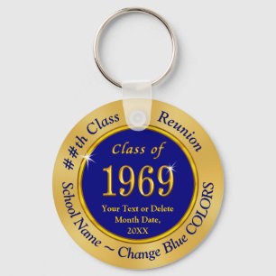 Custom Blue and Gold Class of 1969 Party Favours Key Ring