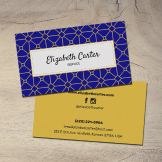 Custom Blue and Gold Modern and Elegant Business Card