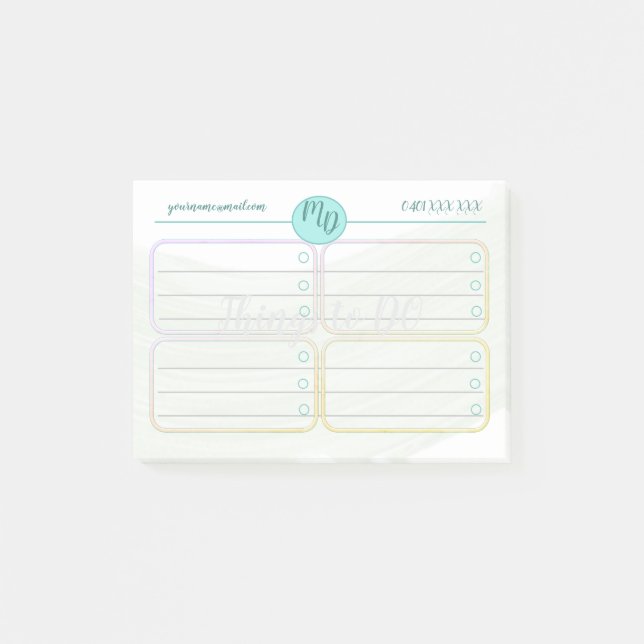 Custom Blue and Green Watercolour Post It Notes (Front)