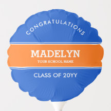 Custom Blue and Orange Graduation Balloon