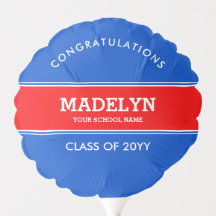 Custom Blue and Red Graduation Balloon