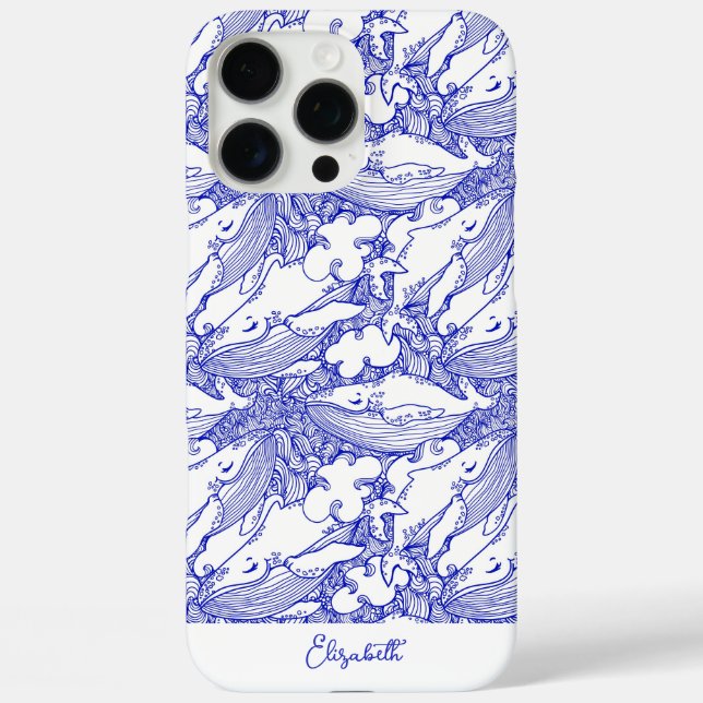 Custom Blue And White Humpback Whale Case-Mate iPhone Case (Back)