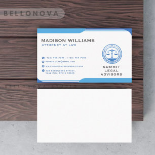Custom Blue And White Law Office Business Card