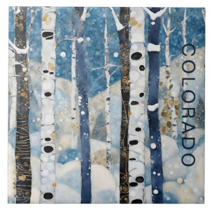 Custom Blue Aspen Forest Colorado Ceramic Tile