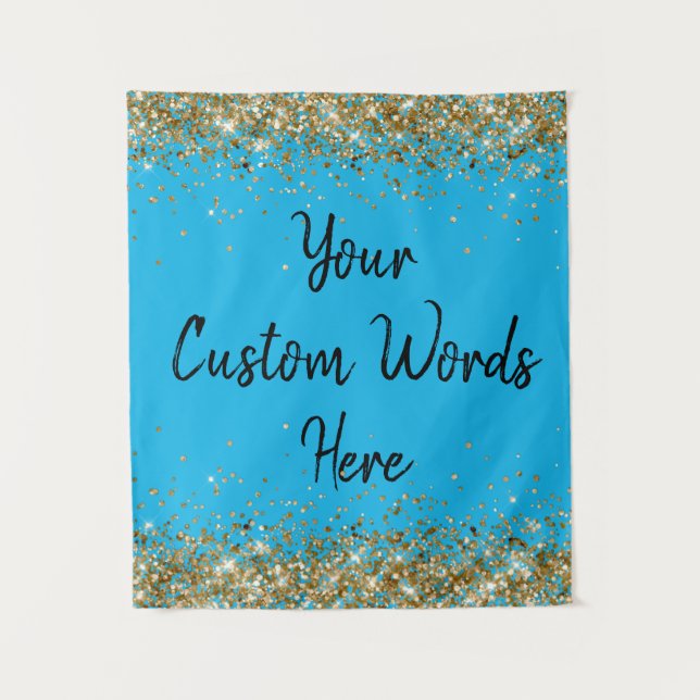 Custom Blue Backdrop Birthday Party Photo Booth Tapestry (Front)