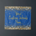 Custom Blue Backdrop Birthday Party Photo Booth Tapestry<br><div class="desc">custom backdrop for photo booth,  sparkle birthday twinkle 15th 18th,  glitter anniversary sweet 16 16th,  personalised 30th 21st 25th 35th,  bridal shower hen do weekend,  wedding night sparkly son boy,  husband bach prop bachelorette party,  quinceanera 40th 50th 60th 70th,  20th vow renewal graduation grad,  daughter girl royal blue gold</div>