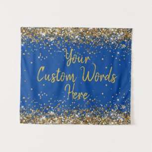 Custom Blue Backdrop Birthday Party Photo Booth Tapestry