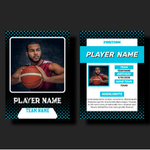Custom Blue Basketball Trading Card Player Profile