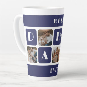 Custom Blue Best Daddy Ever Photo Latte Mug