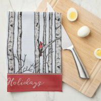 Custom Blue Birch Trees and Red Cardinal Birds