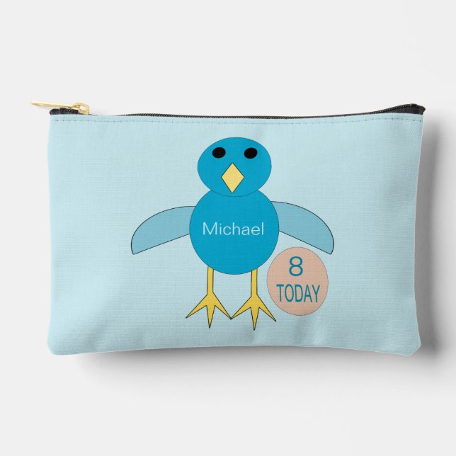 Custom Blue Birthday Boy Chick Accessory Pouch (Front)