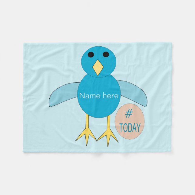 Custom Blue Birthday Boy Chick Fleece Blanket (Front (Horizontal))