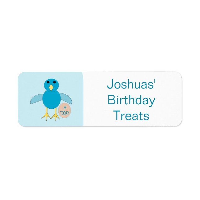 Custom Blue Birthday Boy Chick Food Labels (Front)