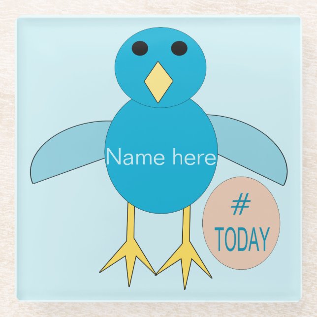 Custom Blue Birthday Boy Chick Glass Coaster (Front)