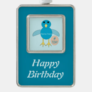 Custom Blue Birthday Boy Chick Ornament