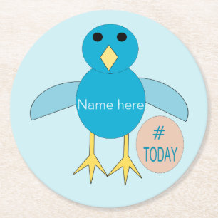 Custom Blue Birthday Boy Chick Paper Coasters