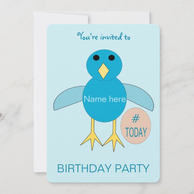 Custom Blue Birthday Boy Chick Party Invitation (Front)