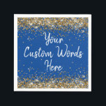 Custom Blue Birthday Party Anniversary Graduation Napkin<br><div class="desc">sweet 16 quinceanera 40th 50th,  personalised 30th 21st 16th 15th,  25th fifteen sixteen twenty-fifth first,  custom blue gold paper napkins,  twinkle glitter napkin for anniversary,  bridal shower serviette hen do,  wedding reception graduation uni girl,  serviettes for daughter birthday party,  rehearsal bach dinner grad celebration,  bachelorette cocktail son baby boy</div>