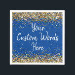 Custom Blue Birthday Party Anniversary Graduation Napkin<br><div class="desc">sweet 16 quinceanera 40th 50th,  personalised 30th 21st 16th 15th,  25th fifteen sixteen twenty-fifth first,  custom blue gold paper napkins,  twinkle glitter napkin for anniversary,  bridal shower serviette hen do,  wedding reception graduation uni girl,  serviettes for daughter birthday party,  rehearsal bach dinner grad celebration,  bachelorette cocktail son baby boy</div>