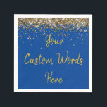 Custom Blue Birthday Party Anniversary Graduation Napkin<br><div class="desc">sweet 16 quinceanera 40th 50th,  personalised 30th 21st 16th 15th,  25th fifteen sixteen twenty-fifth first,  custom royal blue paper napkins,  twinkle glitter napkin for anniversary,  bridal shower serviette hen weekend,  wedding reception graduation uni sparkly,  sparkle serviettes for birthday party,  son boy baby rehearsal dinner,  anniversary party gold celebration grad</div>