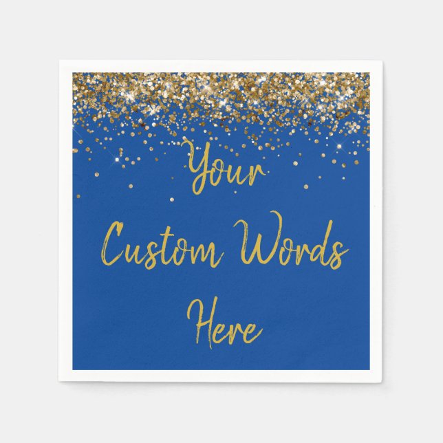 Custom Blue Birthday Party Anniversary Graduation Napkin (Front)
