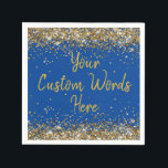 Custom Blue Birthday Party Anniversary Graduation Napkin<br><div class="desc">sweet 16 quinceanera 40th 50th,  personalised 30th 21st 16th 15th,  25th fifteen sixteen twenty-fifth first,  custom blue gold paper napkins,  twinkle glitter napkin for anniversary,  bridal shower serviette hen do,  wedding reception graduation uni girl,  serviettes for daughter birthday party,  rehearsal bach dinner grad celebration,  bachelorette cocktail son baby boy</div>