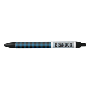 Custom Blue Black Buffalo Lumberjack Pattern Ink Pen