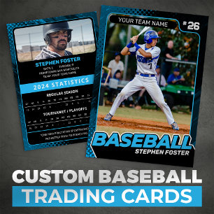 Custom Blue Black Pro Baseball Trading Card Stats