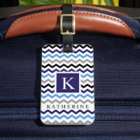 Custom Blue Black White Grey Chevron Pattern