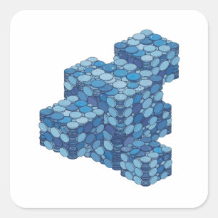 Custom Blue BLUE COINS STAIRS Gift Sticker