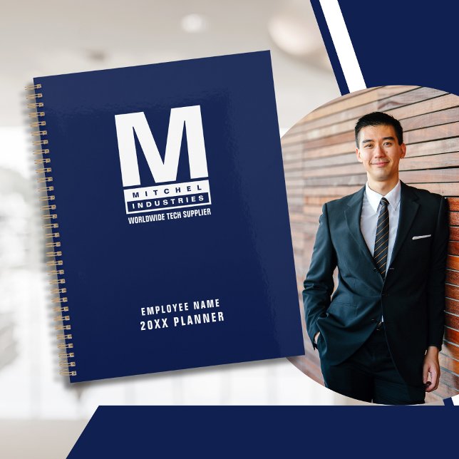 Custom Blue Bold Monogram Logo Business Name Planner (Creator Uploaded)