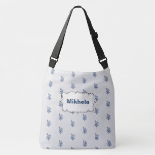 Custom Blue Botanical Bag - Personalized Crossbody