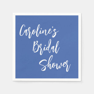 Custom Blue Bridal Shower Script Name Napkin
