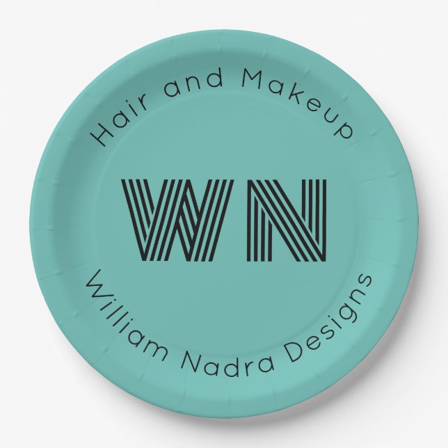 Custom Blue Business Logo Plate – Monogram & Text (Front)