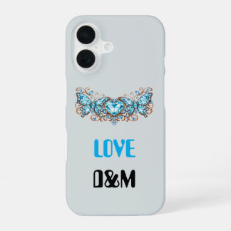 Custom Blue Butterflies Love Valentine Day Gift iPhone 16 Case