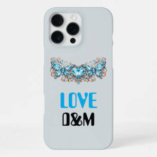 Custom Blue Butterflies Love Valentine's Day Gift iPhone 16 Pro Max Case