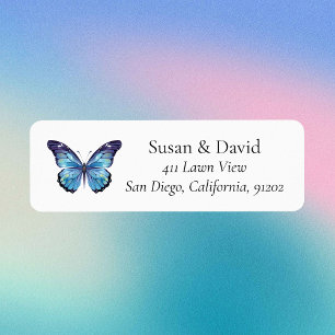 Custom Blue Butterfly Return Address Label