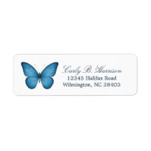 Custom Blue. Butterfly Return Address Labels 