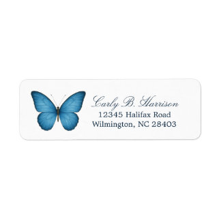 Custom Blue. Butterfly Return Address Labels