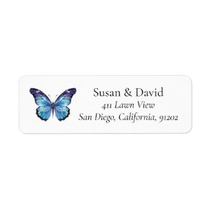 Custom Blue Butterfly Return Address Return Address Label