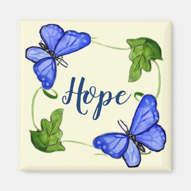Custom Blue Butterfly With Vines Magnet (Front)