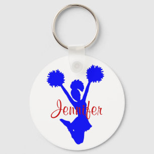Custom Blue Cheerleader Key Chain